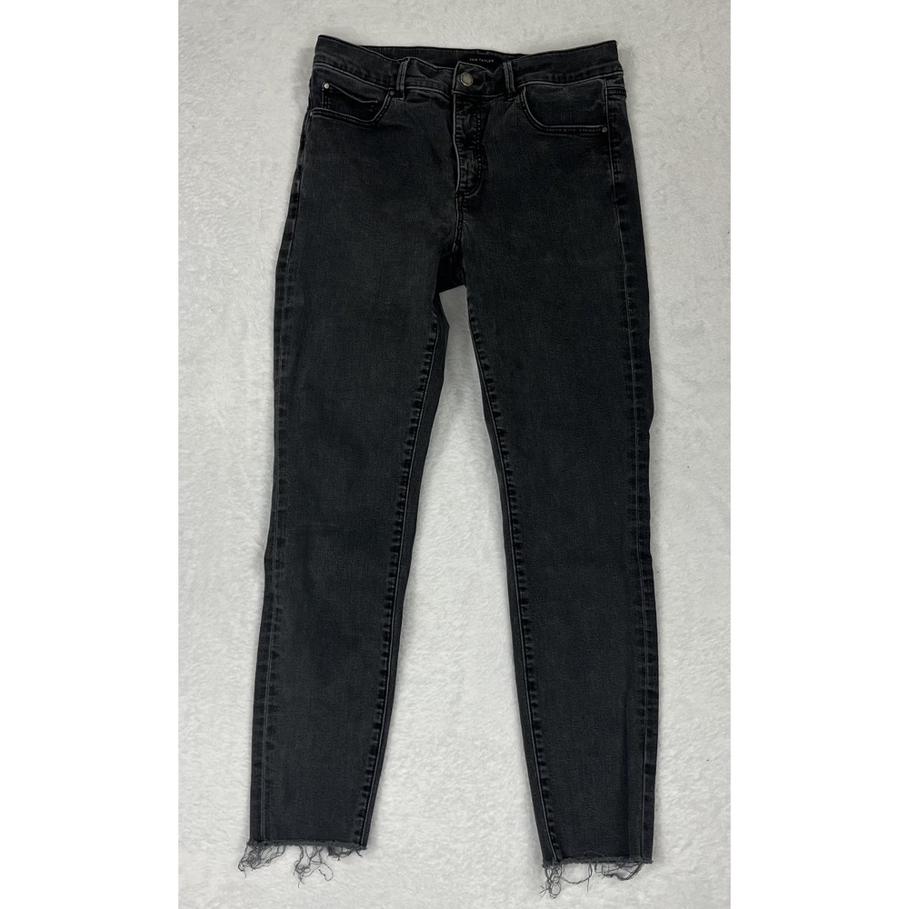 Ann Taylor The Skinny Crop Women 6 Charcoal Gray Jeans Raw Hem Stretch 527093